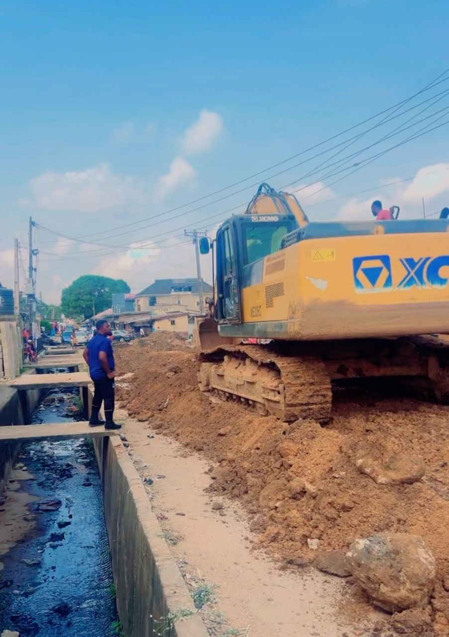 Excavator and heavy construction equipment on site